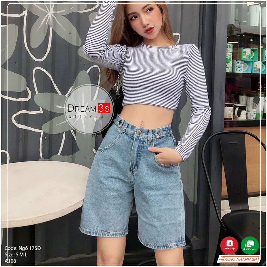 Quần Jeans Ngố Nữ Kiểu Trơn Ống Rộng Cá Tính | Ảnh Thật | Quần Đùi Ngố jean Nữ OZ175