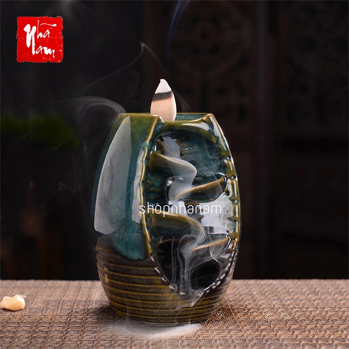 Thác khói trầm hương men ngọc thác suối chảy ngược tặng 3 nụ trầm