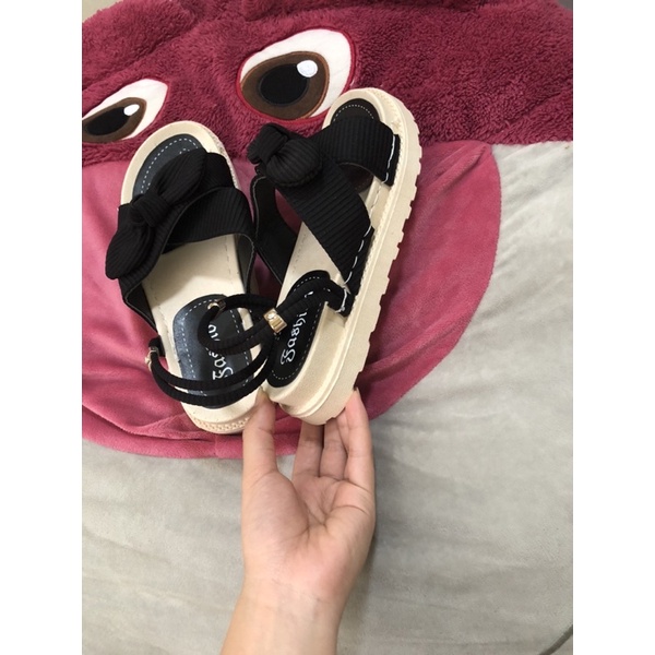 DÉP QUAI NỮ ĐỘN ĐẾ BÁNH MÌ -SANDAL DÂY CHỈNH NƠ XOẮN