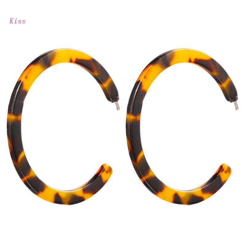 Bông Tai Tròn Họa Tiết Đá Cẩm Thạch / Vỏ Rùa / Vỏ Sò Bằng Acrylic Thời