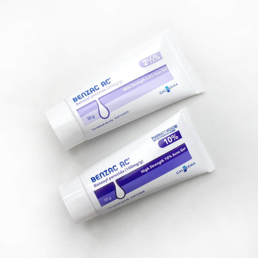 Benzac AC 2.5% đến 10% Benzoy Peroxide kem chấm mụn giảm sưng viêm