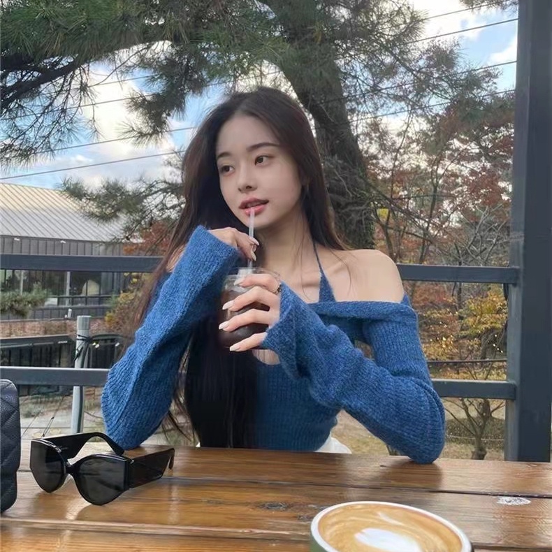 SUXI Áo Croptop Dệt Kim Thời Trang Mùa Thu Cho Nữ