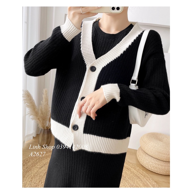 Set Áo Váy Len Lịch Sự Dày Dặn A2627