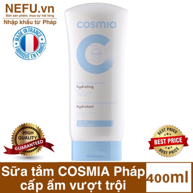 [NEFU] [MUA 1 TẶNG 1] Sữa tắm COSMIA Pháp cấp ẩm vượt trội dành cho da khô Gel tắm Dầu tắm