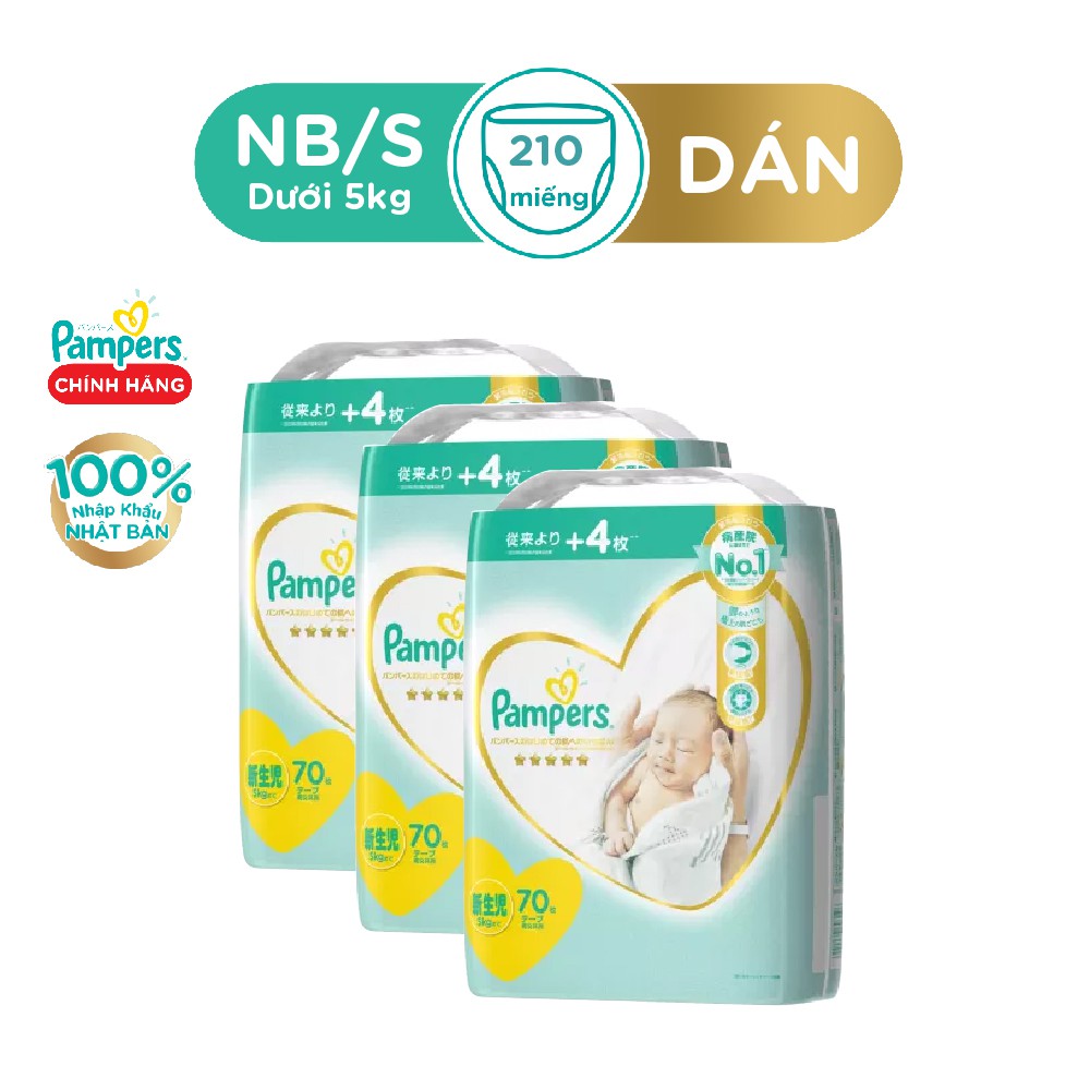 Combo 3 Túi Tã Dán Pampers Thượng Hạng Nội Địa Nhật NB70/S64/M52/L42:M52