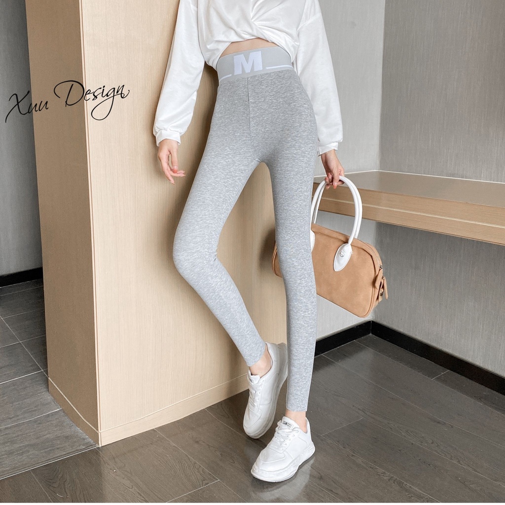 Quần Legging nữ Xuu cạp cao nâng mông, chất liệu len tăm co dãn LG01