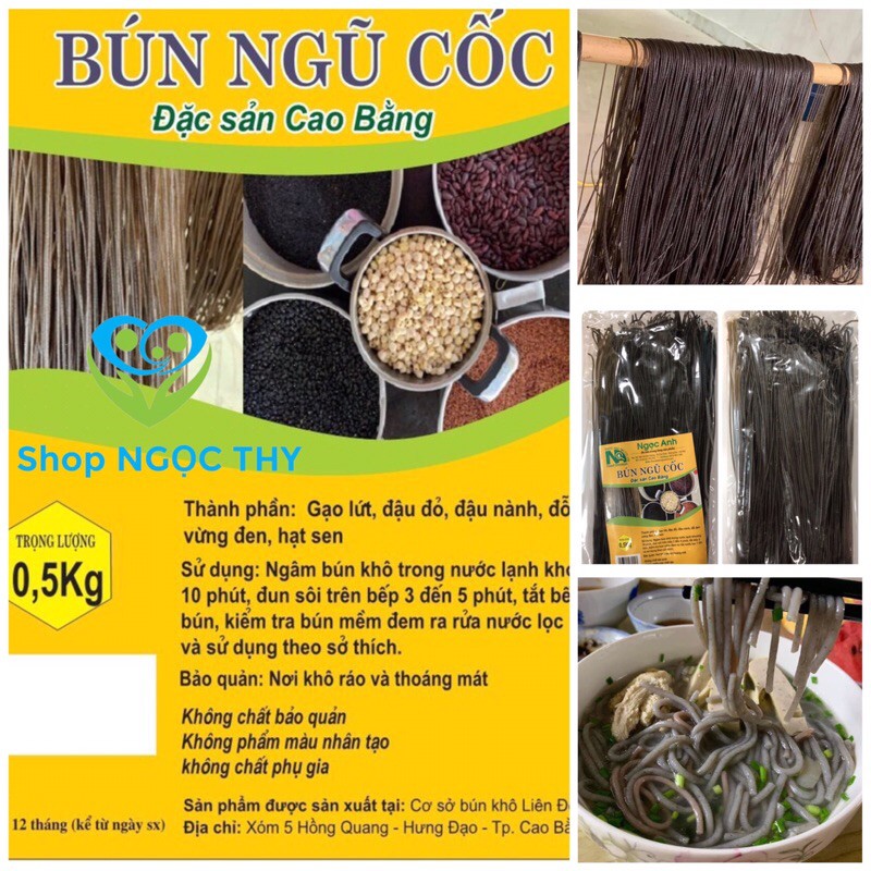 [Bún đen] Bún ngũ cốc gạo lứt đặc sản Cao Bằng 500gr, thực phẩm eatclean ăn kiêng giảm cân hiệu quả