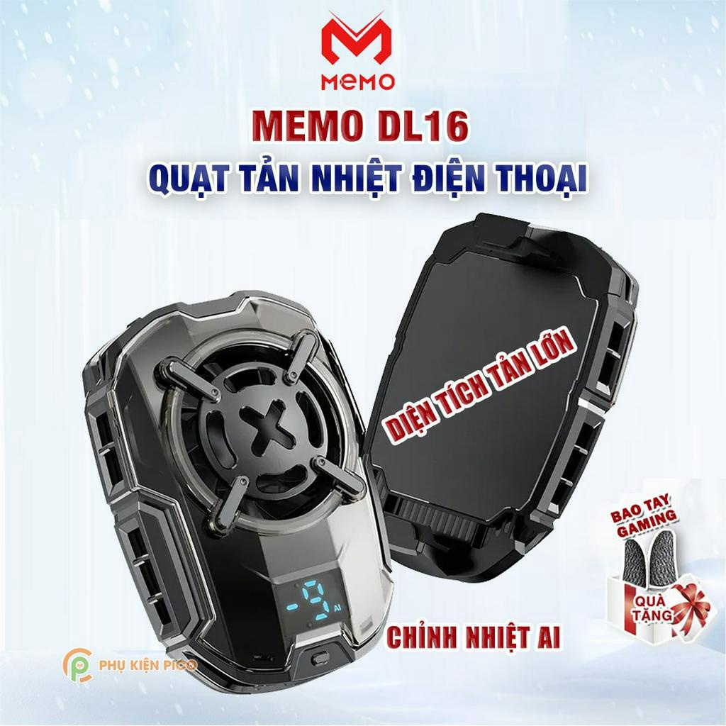 Quạt tản nhiệt điện thoại Memo DL16 sò lạnh AI có đèn led màn hình hiển thị nhiệt độ