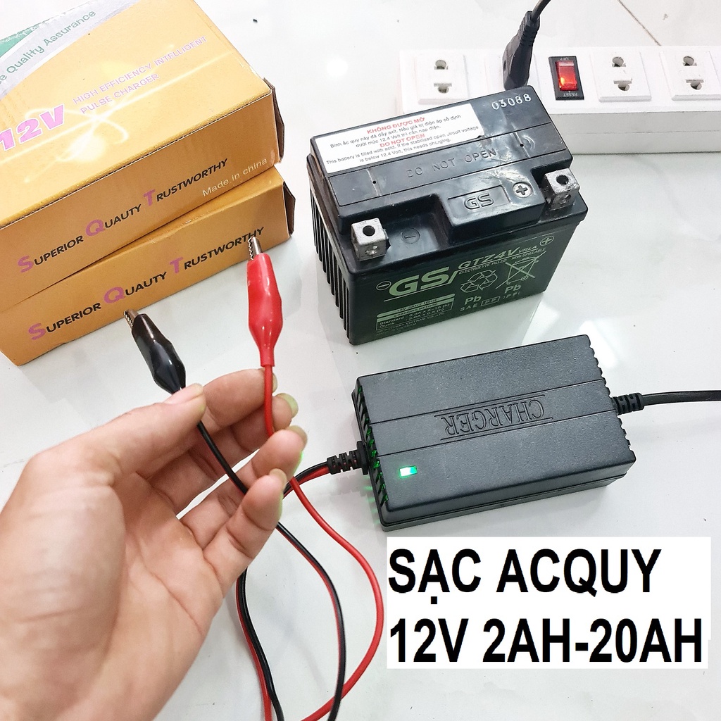 Sạc acquy 12v sạc được từ từ bình 2AH đến 20AH