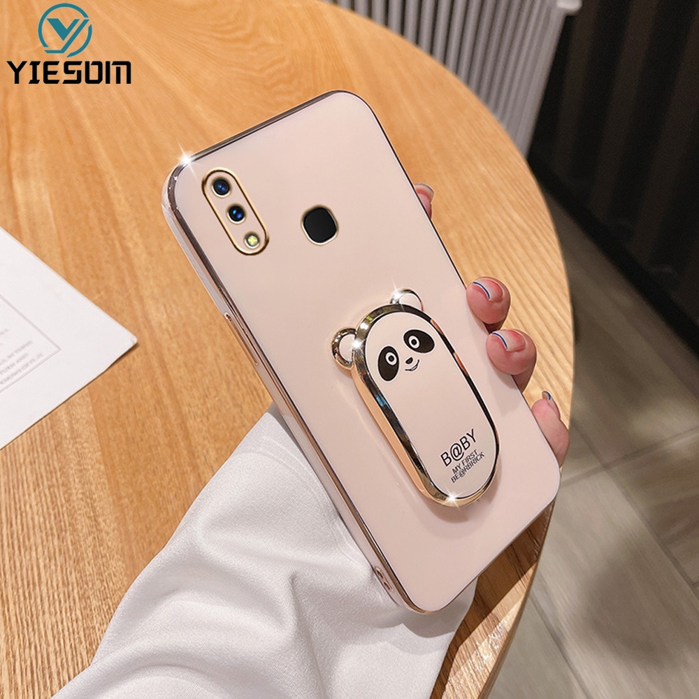 Ốp Điện Thoại Silicon Dẻo Mạ Màu Kèm Giá Đỡ Cho Vivo Y95 Y91 Y93 Y91C Y1S Y50 Y30 Y30i Y71 Y79 Y85 Y66 V9 V7 Plus V5