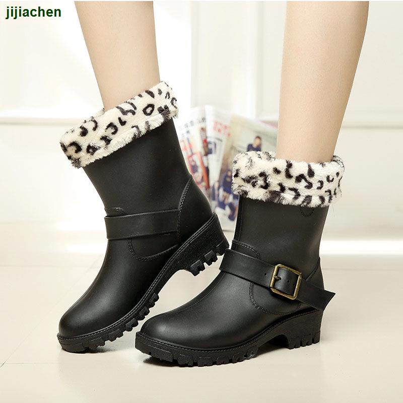 Giày bốt cao su đi mưa đế dày chống trượt thời trang mùa đông cho nữ