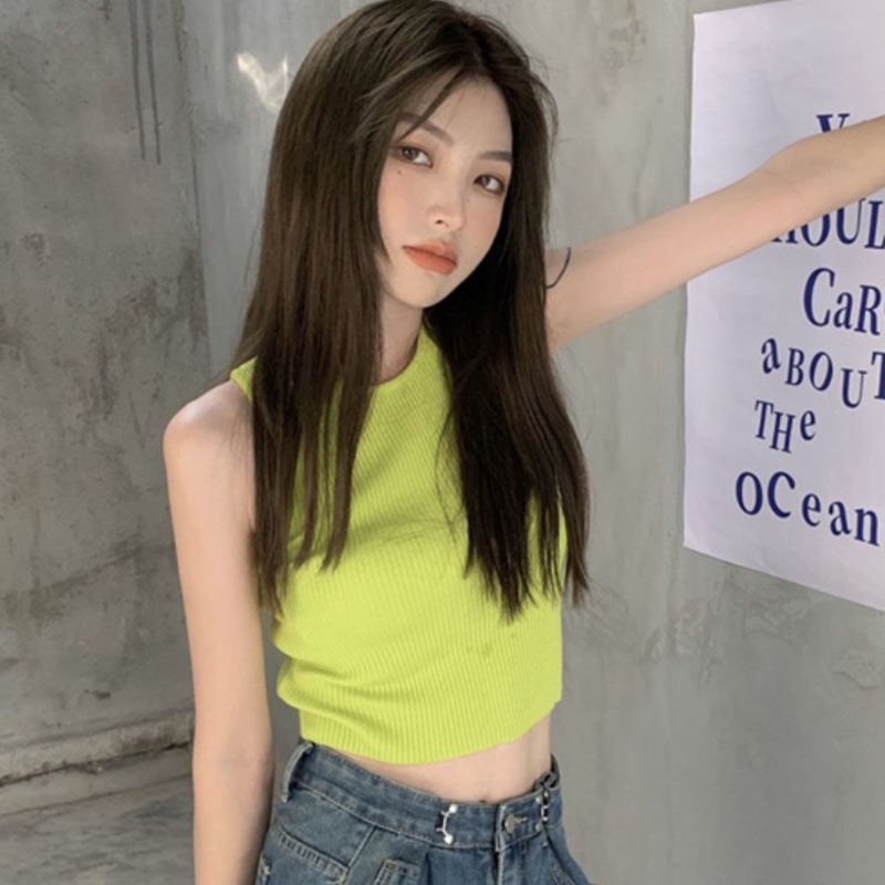 Áo dệt kim IELGY  sát nách dáng ôm thời trang cho nữ