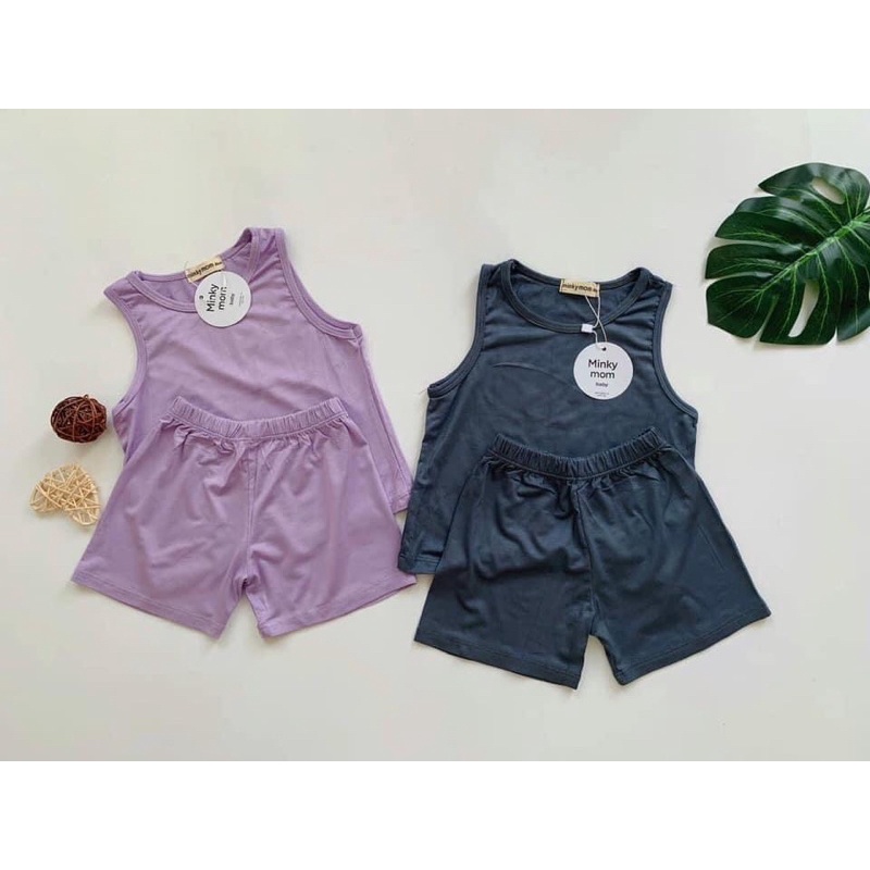 Đồ bộ minky mom sát nách cho bé trai bé gái - Mẫu sát nách, Hết màu đỏ