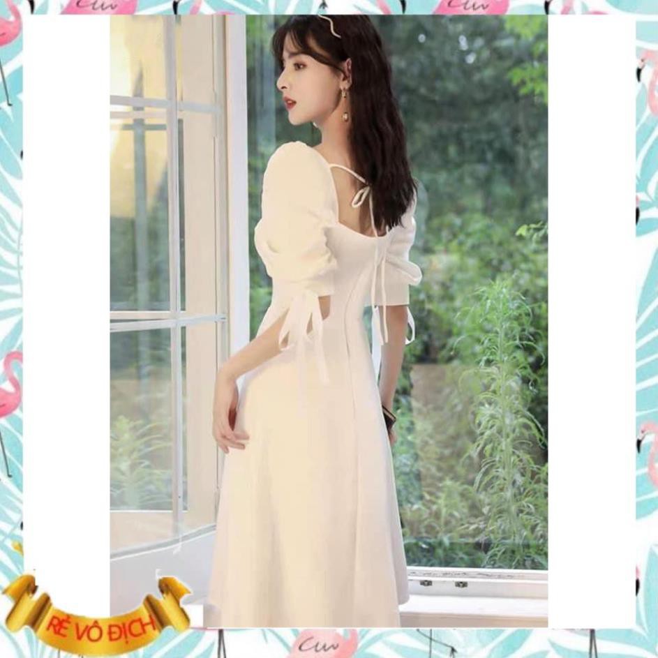 Đầm trắng tinh khôi cổ vuông tay bồng thắt nơ - Lina dress | BigBuy360 - bigbuy360.vn