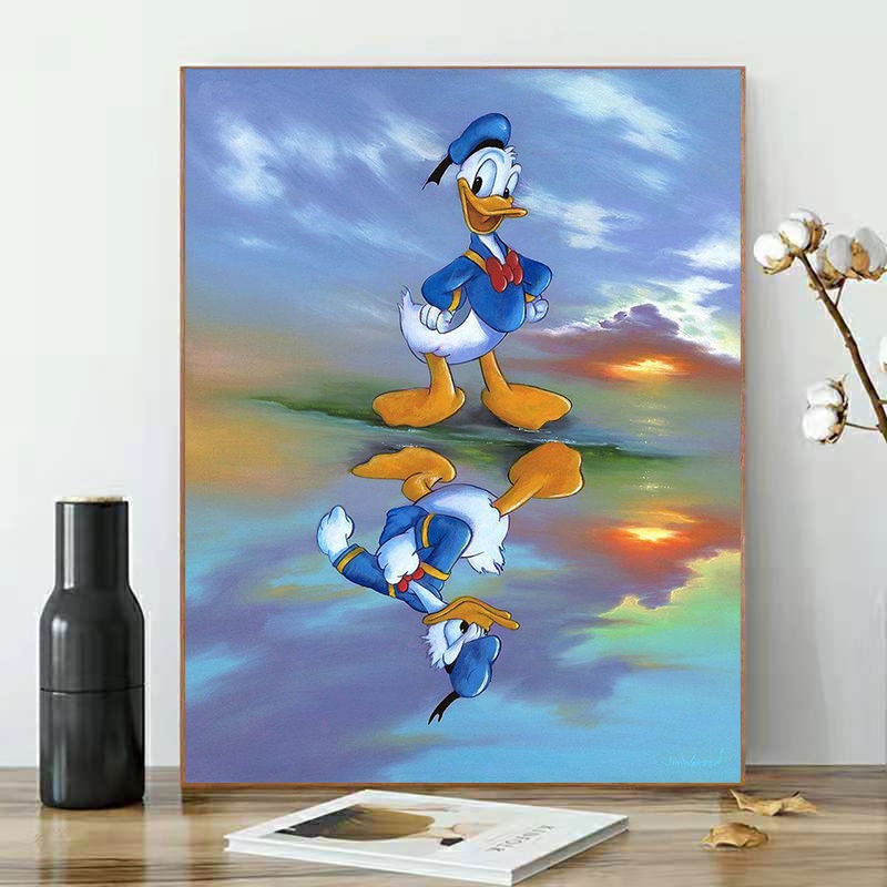 Bộ Tranh Sơn Dầu 40x50cm Tự Làm Họa Tiết Vịt Donald/Chuột Mickey Hoạt Hình Dùng Để Trang Trí Nhà