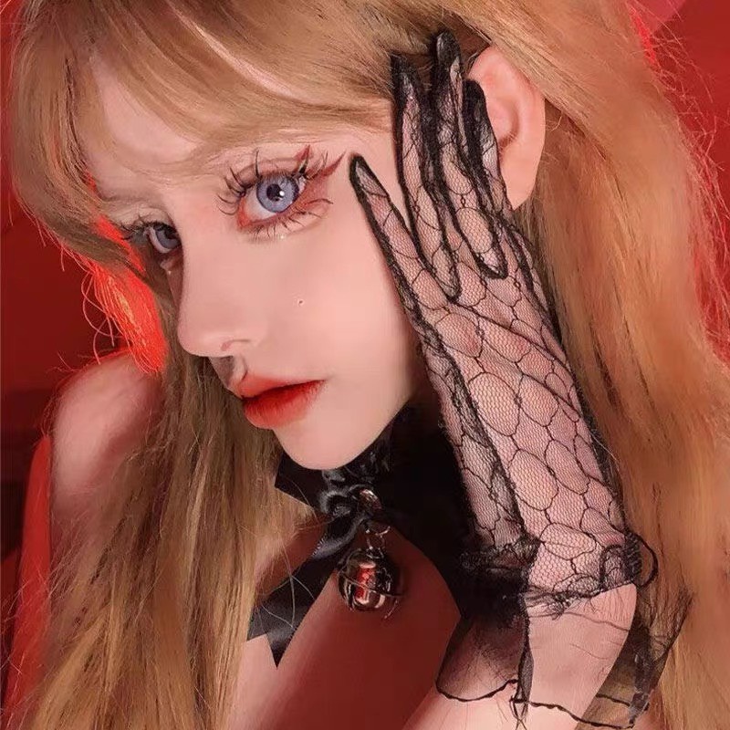 ( 2 màu) Găng tay full ren lưới mỏng phụ kiện chụp ảnh phong cách loli