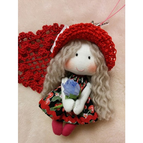 Kit nguyên liệu may búp bê mini treo túi sách- Diy tự làm búp bê đang yêu- MIE HANDMADE SHOP