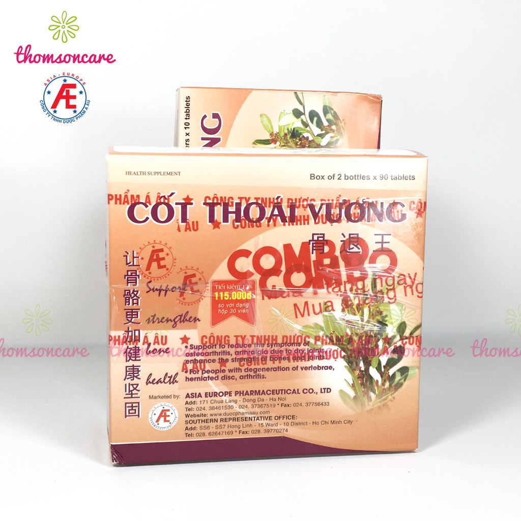 Cốt thoái vương - Hộp 2 lọ x 90 viên Tặng thêm 1 hộp 30 viên - Hỗ trợ xương khớp, thoái hóa, đau vai gáy từ thảo dược