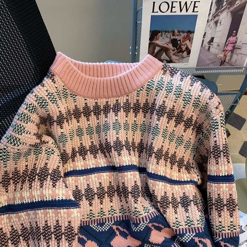 Áo Khoác Sweater Dáng Rộng Họa Tiết Cherry Xinh Xắn Theo Phong Cách Thu Đông Nhật Hàn Dành Cho Nữ