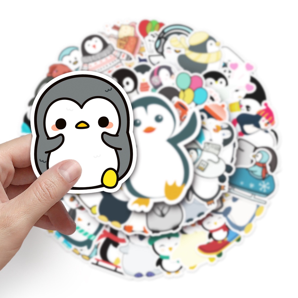 Combo 30 Sticker Hình Dán Chống Nước Decal Điện Thoại Laptop Nón Mũ Bảo Hiểm Vali Đàn Bình Nước Sổ Tay [CHIM CÁNH CỤT]