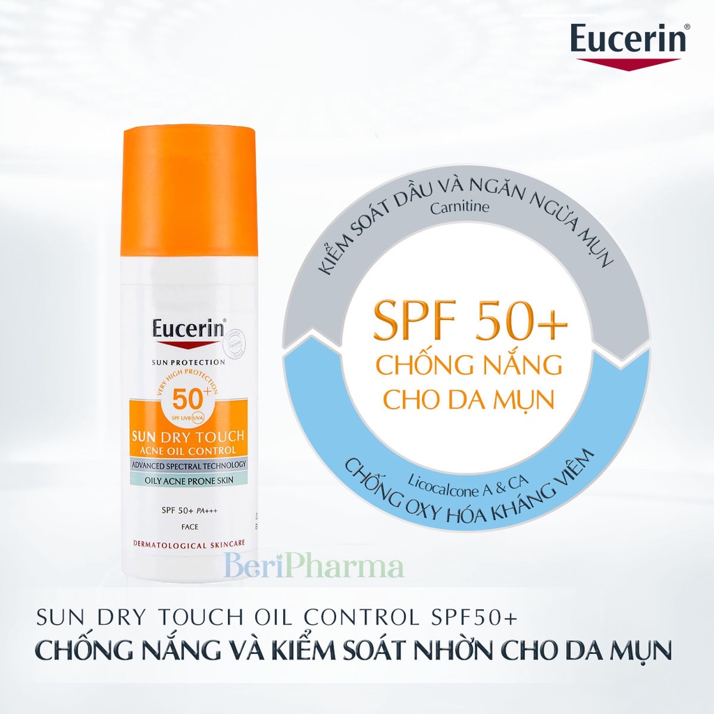 Eucerin Kem Chống Nắng Kiểm Soát Nhờn Sun Oil Control Dry Touch Spf50+ 50ml