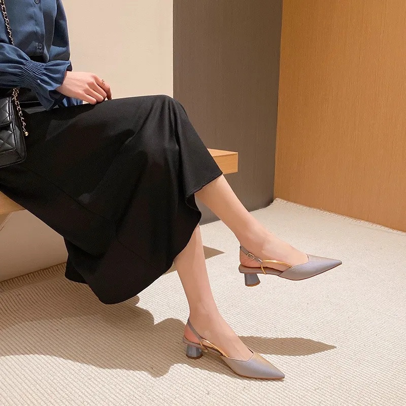 Giày Cao Gót Mũi Nhọn Thời Trang Retro Cho Nữ