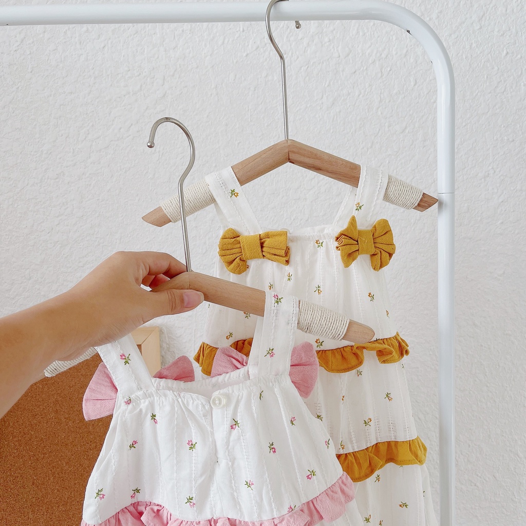 Váy hè 2 dây phối viền bèo 3 tầng cho bé gái 1-6 tuổi ( Mã 082)