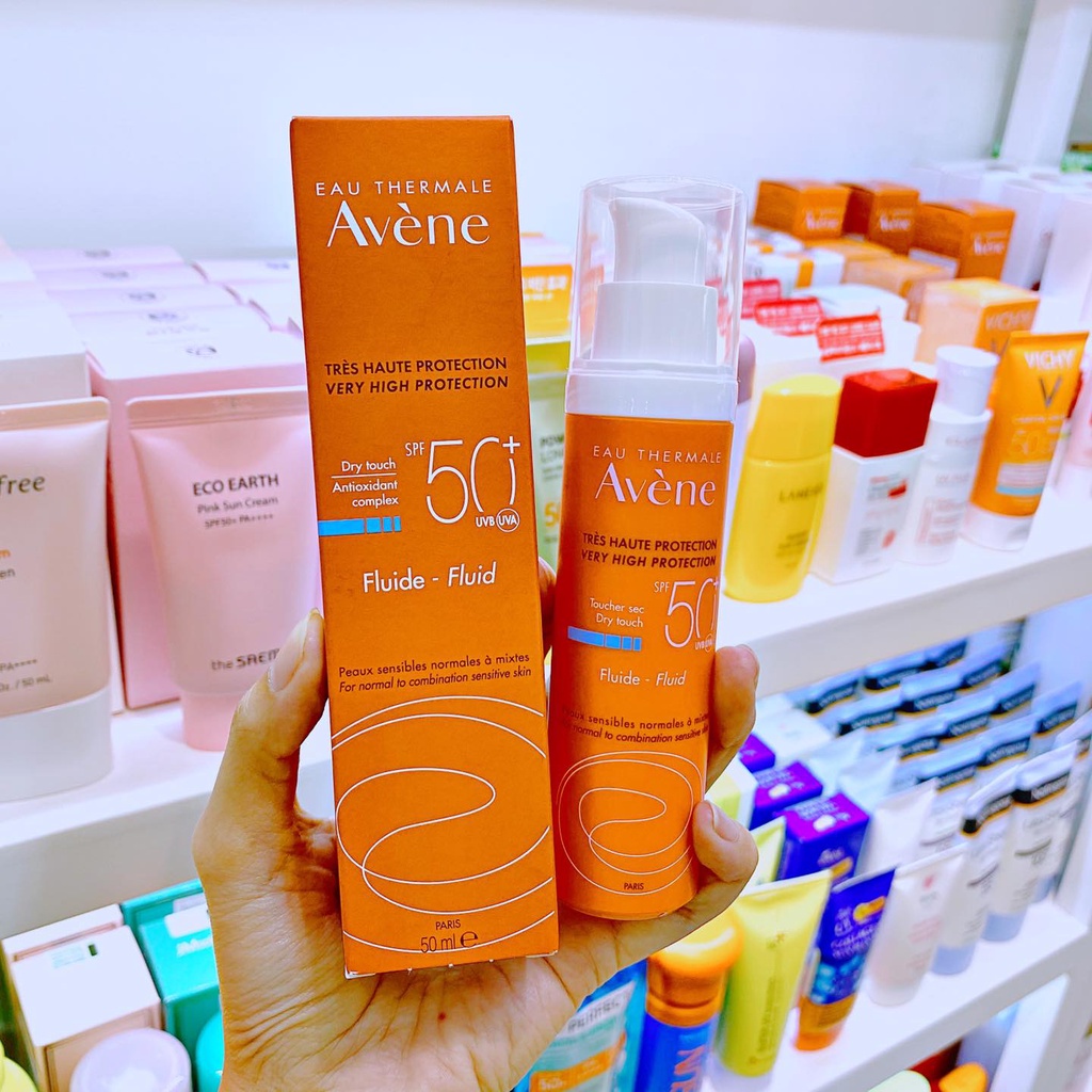 Kem chống nắng Avene Fluid 50ml, kem chống nắng cho da thường, da hỗn hợp, không gây nhờn rít