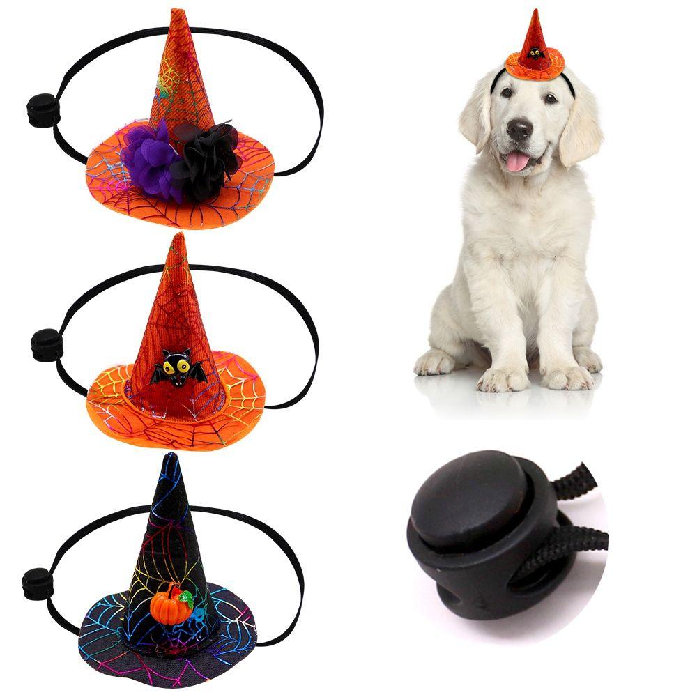 AUGUSTINA Mũ Phù Thủy Họa Tiết Dơi Bí Ngô Sáng Tạo Có Thể Điều Chỉnh Cho Thú Cưng