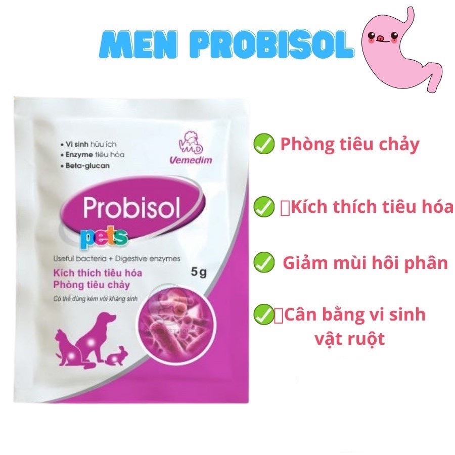 Men tiêu hóa Probisol - Men tiêu hóa cho chó mèo, thỏ, hamster gói 5g