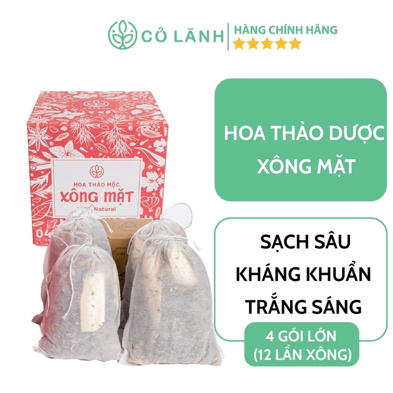 Hoa thảo dược xông mặt Cỏ Lành - 4 gói 12 lần xông giúp trắng sáng, làm sạch sâu da