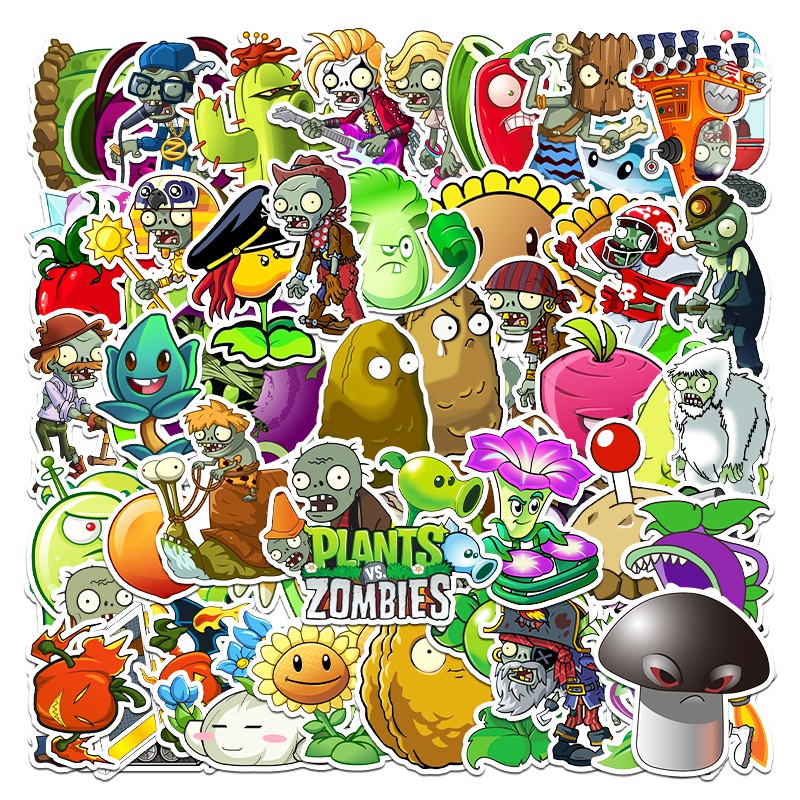 Sticker chủ đề plants vs zombies chống nước, dán mũ bảo hiểm, vali, laptop, ván trượt 101