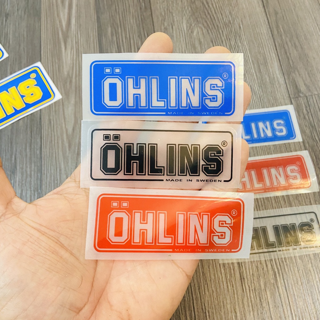 (Tem in UV) Tem OHLINS cao cấp dán phuộc, bình dầu phuộc, Tem in UV cao cấp độ màu dán trang trí xe máy