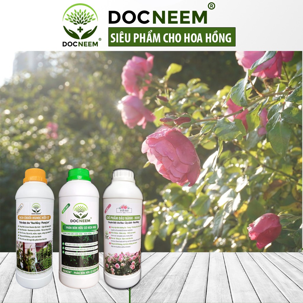 Combo Phân bón hữu cơ toàn diện cho hoa hồng, cây cảnh, 3 lít, giúp cây nhiều mầm, sai hoa, chính hãng DOCNEEM