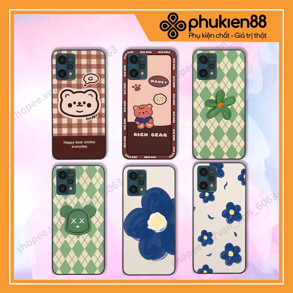 Ốp lưng Realme Realme 9 4G / 9i / 9 Pro / 9 Pro+ 5G in hình hoa, gấu rich bear nghệ thuật, thời trang