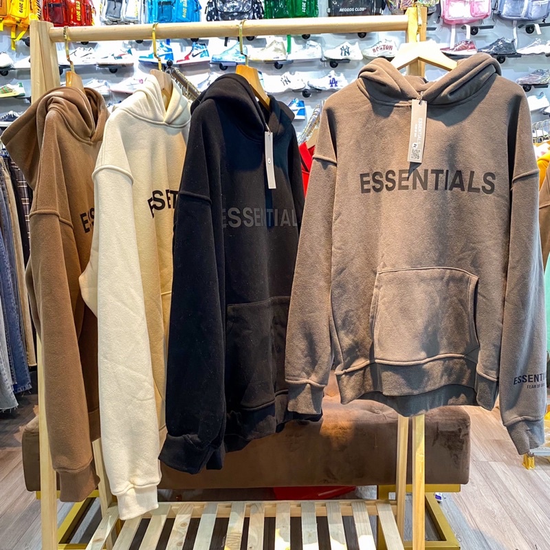 Áo Hoodie Essentials In Cao Su Nổi , Áo Nỉ Bông Unisex Nam Nữ