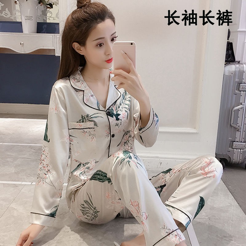 Bộ Đồ Ngủ Dài Tay Bằng Lụa Xinh Xắn Dành Cho Nữ / Size M-5xl | BigBuy360 - bigbuy360.vn