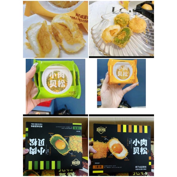 Bánh mochi trà bông nhân trứng muối hộp 8 cái thơm ngon