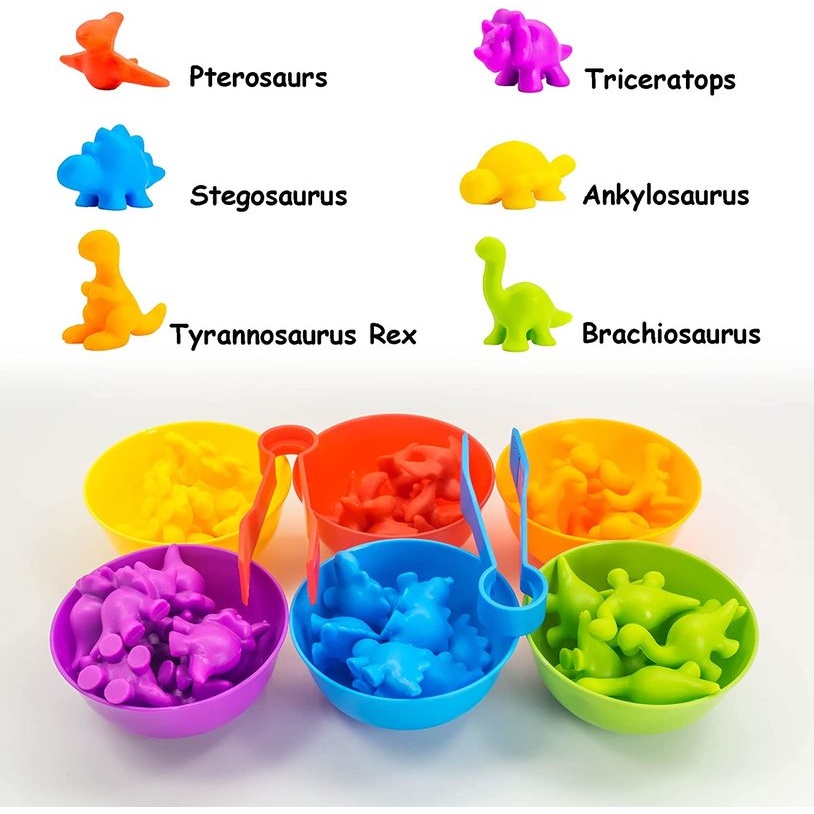 [1Set Kid's Rainbow Counting  Anilmals with Matching Sorting Bowl] [ Educational Toddler Preschool Math Manipulatives Toy ][Children's Birthday Gift]