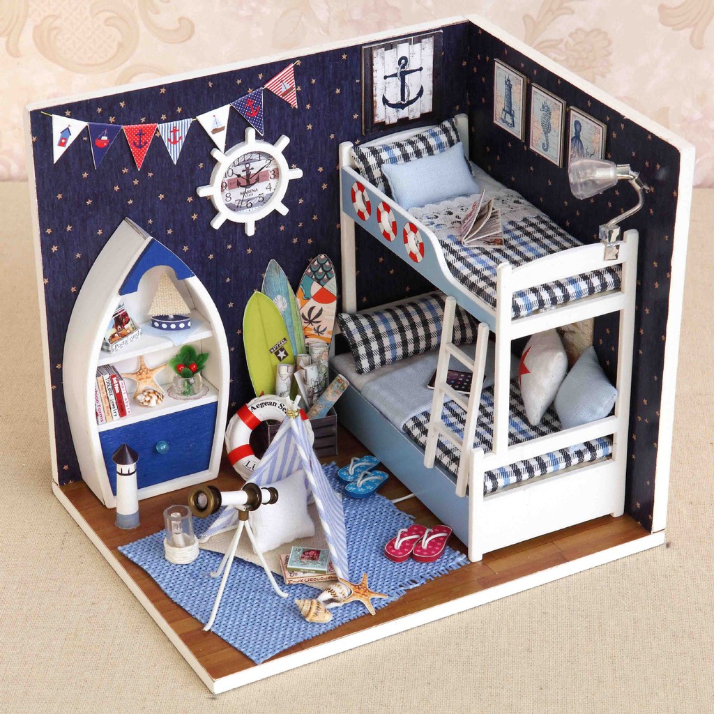 Mô hình nhà DIY Doll House Face of Sky Kèm Búp bê, Mica chống bụi, Bộ dụng cụ và Keo dán