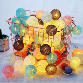 Dây Đèn Led Trang Trí 20 Bóng Tròn Sợi Lớn Nhiều Màu Trang Trí Noel, Lễ , Party