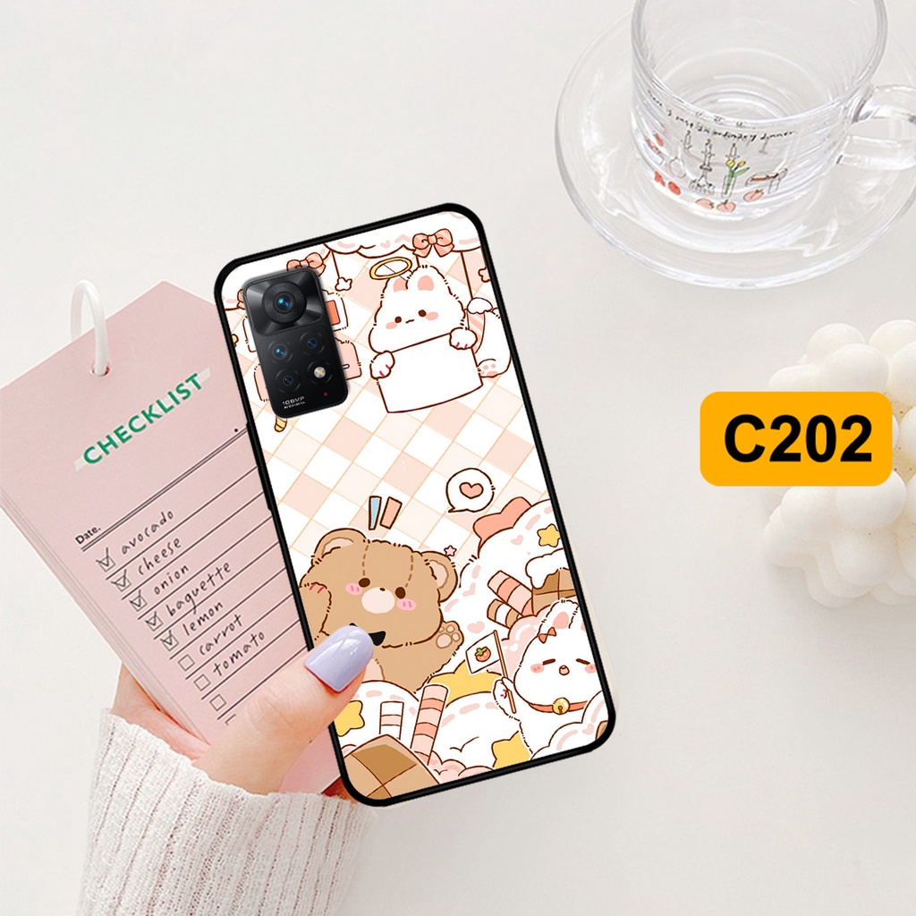 Ốp lưng Xiaomi Redmi Note 11 4G / Note 11S / Note 11 Pro in hình caro gấu thỏ dễ thương