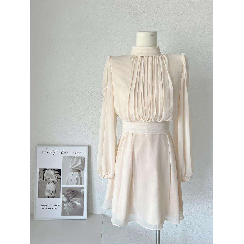 Bộ Áo Sơ Mi Dài Tay Màu Sắc Trơn Phối Chân Váy Chữ A Thời Trang Sành Điệu 624