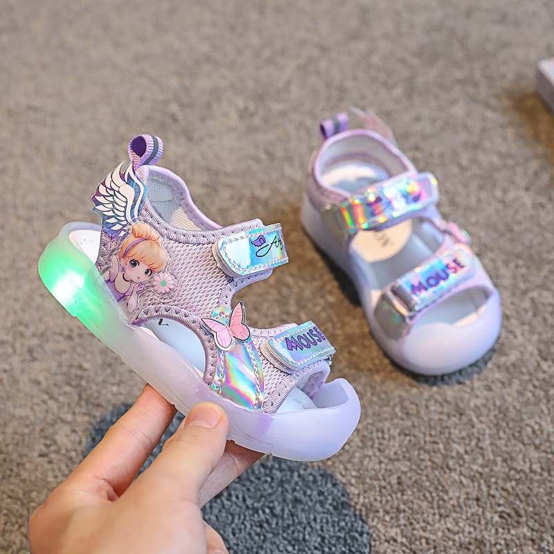 Sandal Có Đèn Led Phát Sáng Quai Ngang Chống Vấp Hình Công Chúa Đáng Yêu Cho Bé Gái Từ 1 Đến 3 Tuổi ( SD-918 )