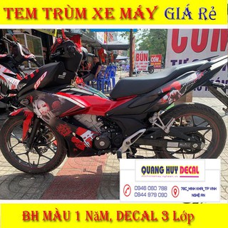 Tem trùm xe Winner X samurai đỏ đen, độ thiết kế team dán phủ decal xe máy giá rẻ đẹp