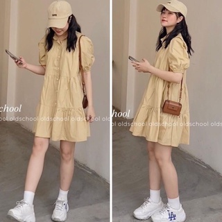 Đầm sơ mi cổ đức dáng babydoll