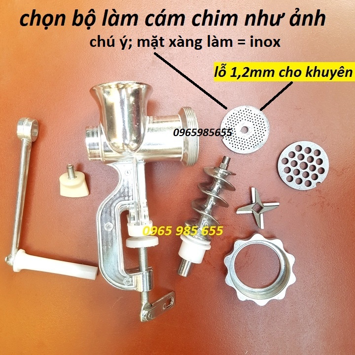 máy làm cám chim - cối xay thịt đùn cám chim mặt xàng inox loại xịn dùng làm thức ăn cho chim chào mào,khướu,khuyên