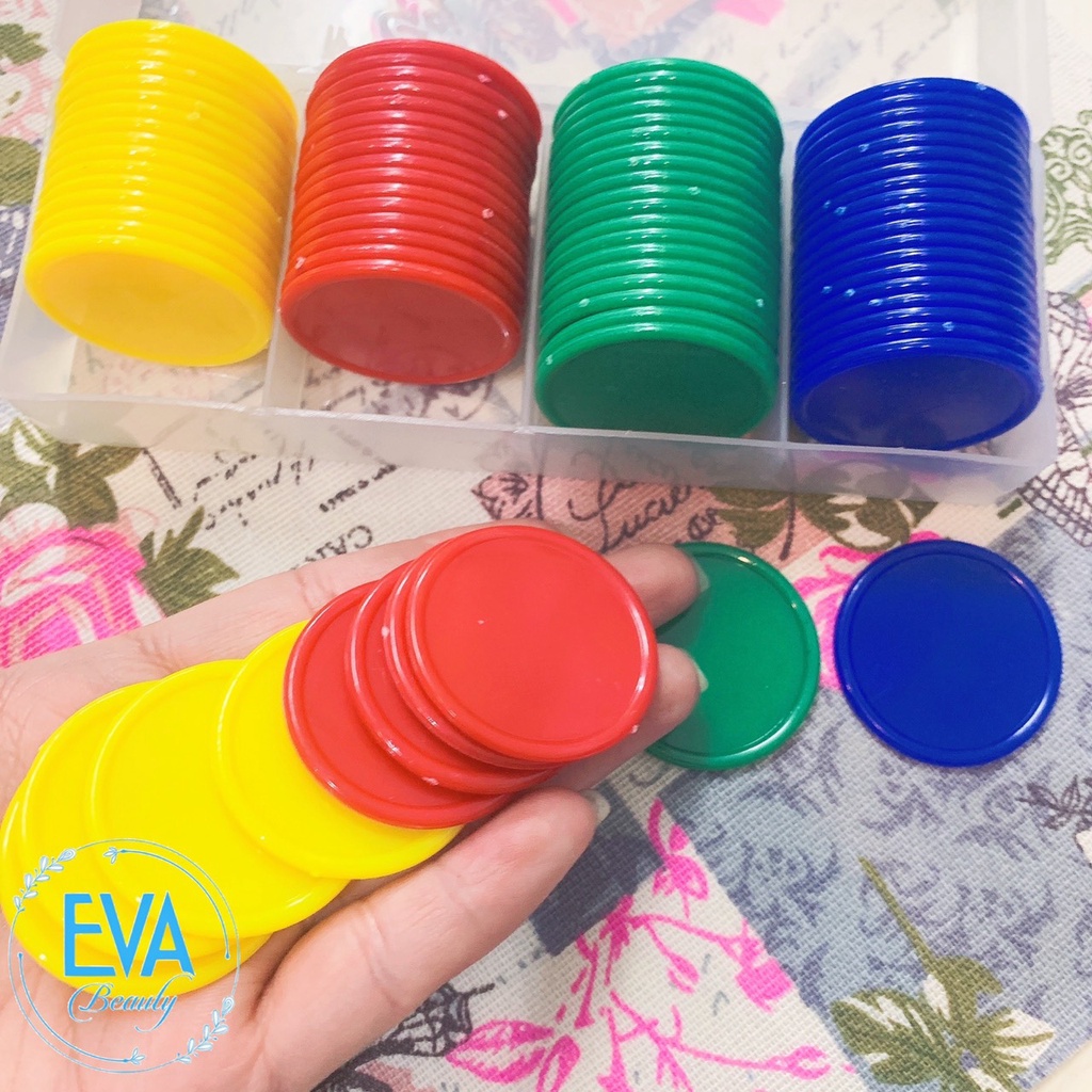 Bộ Đồ Chơi 80 Đồng Xu Nhựa Chip Poker Trơn Nhiều Màu Cao Cấp M3562