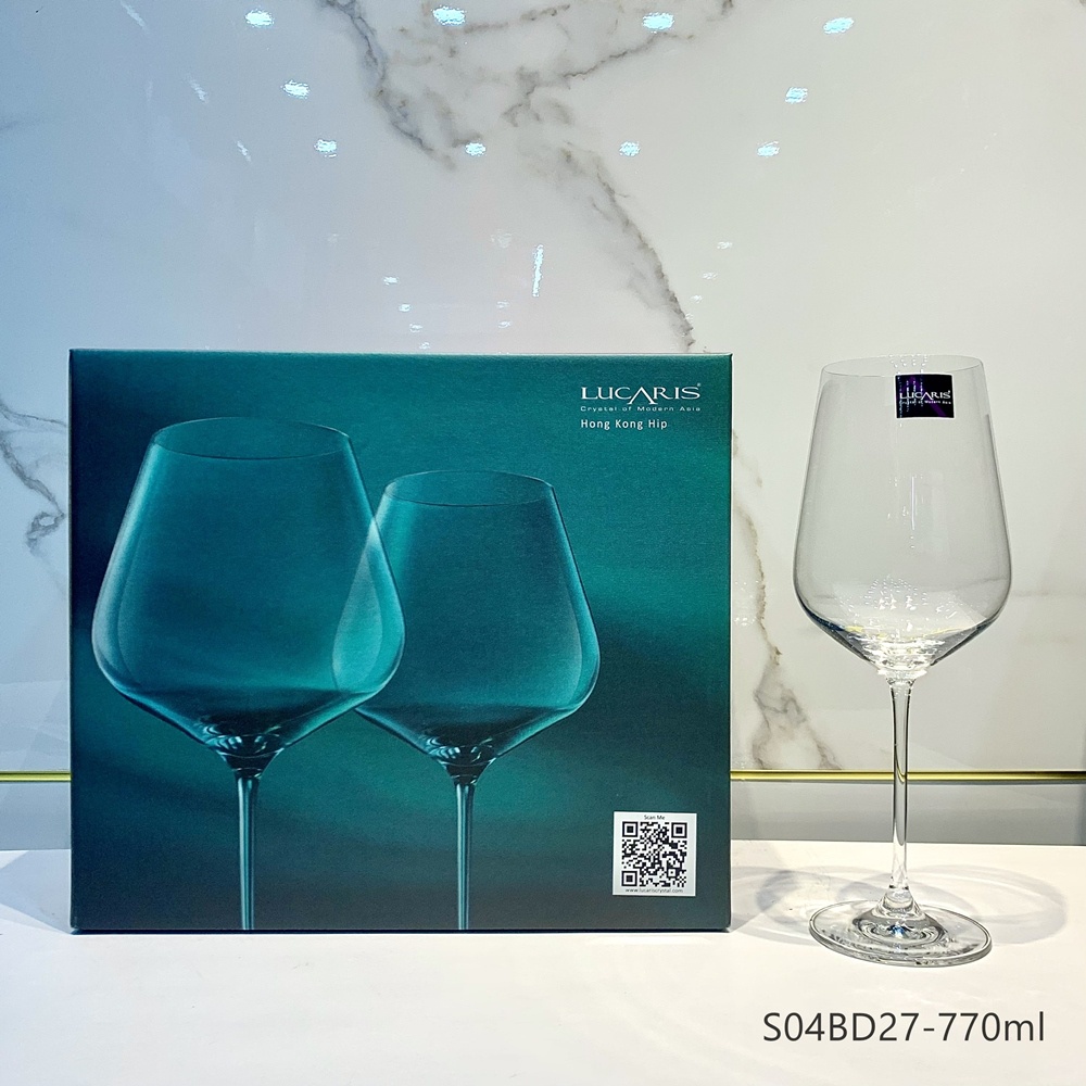Bộ 6 Ly Uống Rượu Vang Đỏ Pha Lê Cao Cấp Lucaris Bordeaux 770ml Nhập Khẩu Chính Hãng, Không Chứa Chì - Hongkong S04BD27