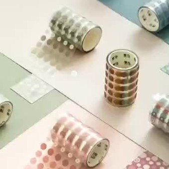 Băng Keo washi Họa Tiết Chấm Bi Nhiều Màu Sắc Dùng Trang Trí Sổ Tay